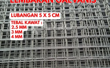 Kawat Ram Mesh Lembaran Kotak Lubangan 5x5cm Tebal Kawat 25mm  3mm dan 4mm